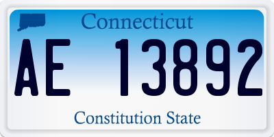 CT license plate AE13892