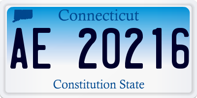 CT license plate AE20216