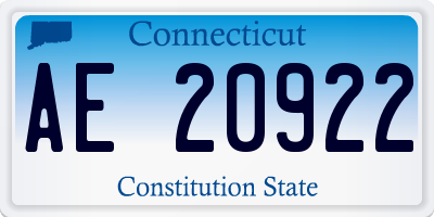 CT license plate AE20922