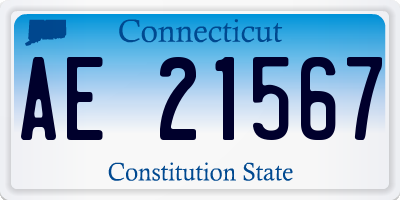 CT license plate AE21567