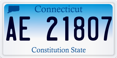 CT license plate AE21807