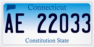 CT license plate AE22033