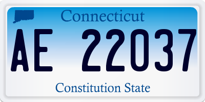 CT license plate AE22037