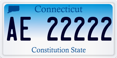 CT license plate AE22222