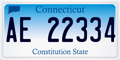 CT license plate AE22334
