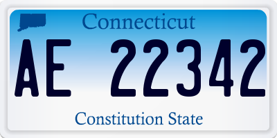 CT license plate AE22342