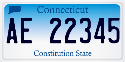 CT license plate AE22345