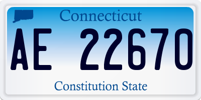 CT license plate AE22670