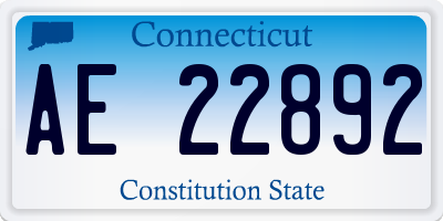 CT license plate AE22892