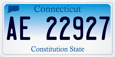 CT license plate AE22927