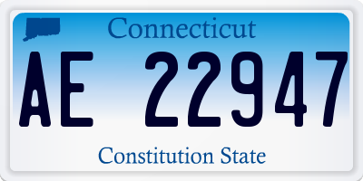 CT license plate AE22947