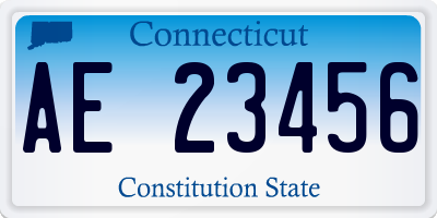 CT license plate AE23456