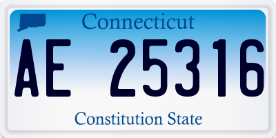 CT license plate AE25316