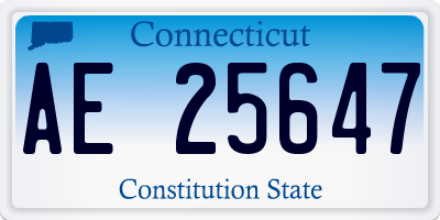 CT license plate AE25647