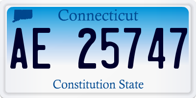 CT license plate AE25747