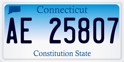 CT license plate AE25807