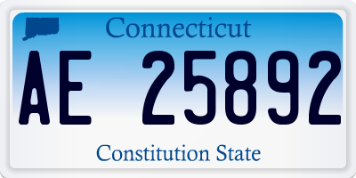 CT license plate AE25892