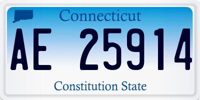 CT license plate AE25914