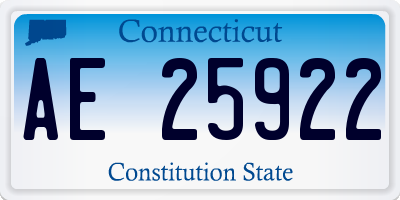 CT license plate AE25922