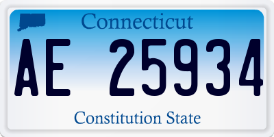 CT license plate AE25934