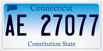 CT license plate AE27077
