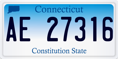 CT license plate AE27316