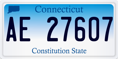 CT license plate AE27607