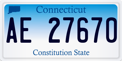 CT license plate AE27670