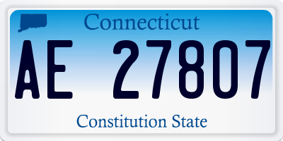 CT license plate AE27807