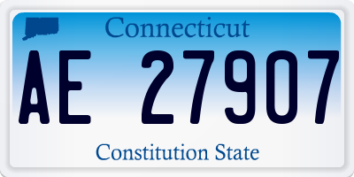 CT license plate AE27907