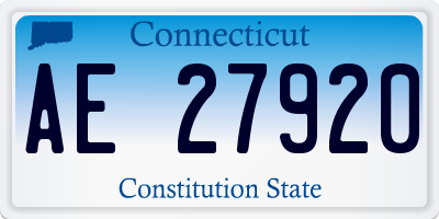CT license plate AE27920