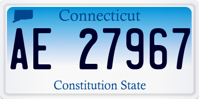 CT license plate AE27967
