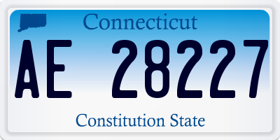 CT license plate AE28227