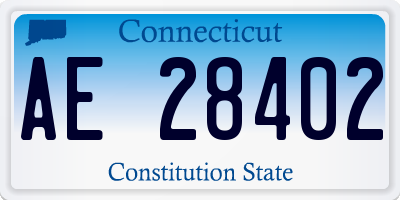 CT license plate AE28402