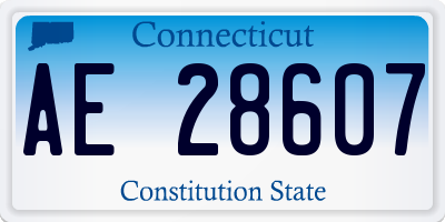 CT license plate AE28607