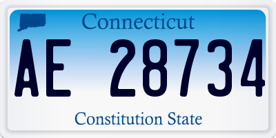CT license plate AE28734