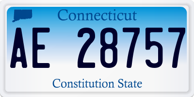 CT license plate AE28757
