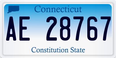 CT license plate AE28767