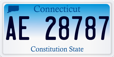 CT license plate AE28787
