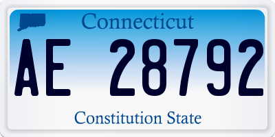 CT license plate AE28792