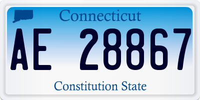 CT license plate AE28867