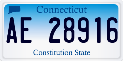 CT license plate AE28916