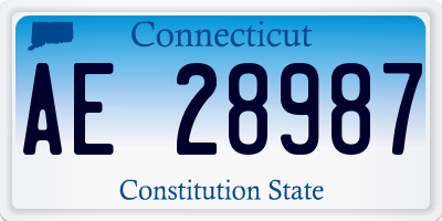 CT license plate AE28987
