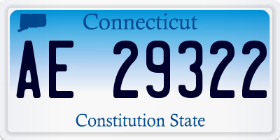 CT license plate AE29322