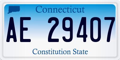 CT license plate AE29407