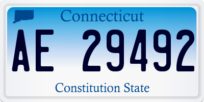CT license plate AE29492