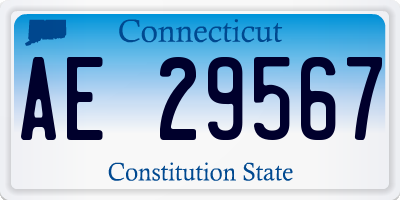 CT license plate AE29567