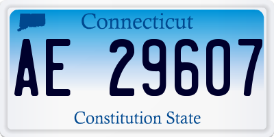 CT license plate AE29607