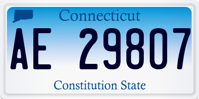 CT license plate AE29807