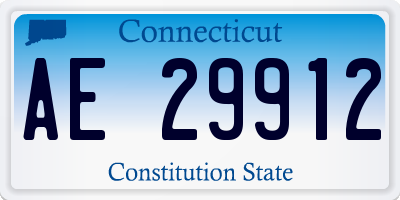 CT license plate AE29912